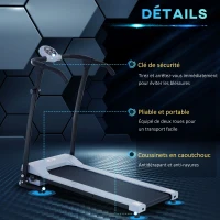 HOMCOM Tapis de Course Electrique Pliable tapis de marche électrique tapis de Fitness motorisé‎ 6 km/h idéal pour maison/bureau gris noir(m-5)