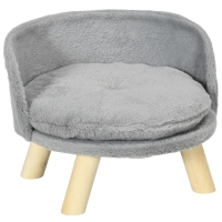 PawHut Canapé lit panier pour chien design scandinave coussin moelleux amovible pieds en bois Ø 40,5 x 33H cm gris