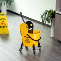 HOMCOM 25L Mop Bucket, with Wringer, Wheels and Handle - Yellow(m-2)