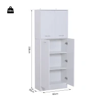 HOMCOM Armoire de rangement 2 placards double porte 3 étagères réglables 60L x 30l x 158H cm panneaux particules blanc(m-3)