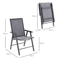 Outsunny Set of Four Folding Garden Chairs - Charcoal Grey(m-3)