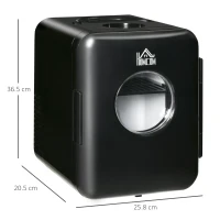 HOMCOM 4L Mini Fridge 6Can, AC+DC Portable Cooler & Warmer Car Refrigerator for Skincare, Makeup, Cosmetics, Food, for Bedroom, Home, Caravan, Car, Black(m-3)