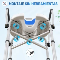 HOMCOM Silla de Ducha con Asiento Ranurado Altura Regulable Antideslizante Respaldo y Reposabrazos Carga 136 kg Azul(m-9)