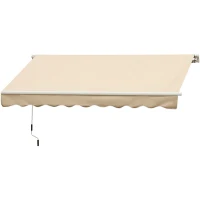 Outsunny Store banne manuel rétractable 295 x 245 cm avec manivelle, protection UV, cadre en aluminium, beige(m-1)