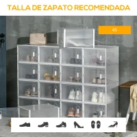 HOMCOM Organizador de Zapatos Modular Estantería Modulable con 18 Cubos Puertas Magnéticas 28x36x21 cm Transparente(m-7)
