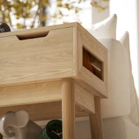 HOMCOM Table d'appoint table basse table de chevet étroite avec plateau rabattable et étagère ouverte grain de bois de chêne(m-9)