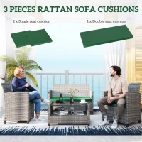 Outsunny Outdoor Seat Cushion Pads for Rattan Furniture, 3 PCs Garden Furniture Cushions, Green(m-4)