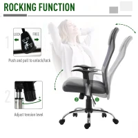Vinsetto Office Chair, Computer Desk Chair, Mesh and PU Leather Swivel Chair with Adjustable Height and Rolling Wheels for Home Office Work Study, Grey(m-5)