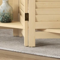 HOMCOM Paravent intérieur 4 panneaux 160L x 170H cm 3 étagères pliables séparateur de pièce portes persiennes naturel(m-9)