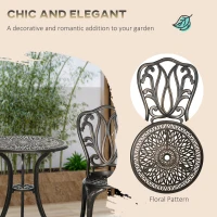 Outsunny 3 Piece Garden Bistro Set Aluminium Outdoor Furniture Set for 2 Patio Chairs and Table with Umbrella Hole Bronze Tone(m-7)