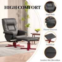 HOMCOM Faux Microfibre Leather Manual Recliner and Footstool Set - Black(m-6)