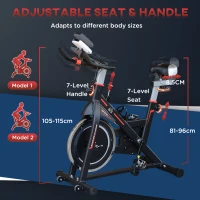 HOMCOM Exercise Bike, Indoor Cycling, with LCD Display, Heart Rate, Sensor - Black(m-6)