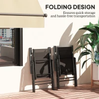 Outsunny Set of 2 Folding Garden Chairs, Aluminium Frame Outdoor Dining Chairs with Breathable Mesh Back and Seat, Garden Folding Chair Set with Armrests for Balcony, Black(m-6)
