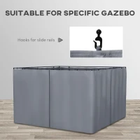 Outsunny Replacement Gazebo Curtains 4-Panel Sidewalls with Zipper for 3 x 3 (M) Yard Gazebos Canopy Tent, Dark Grey(m-4)