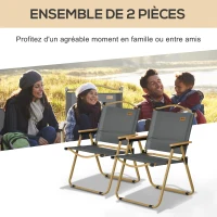 Outsunny Lot de 2 chaises de camping chaise de pêche pliante - tissu Oxford et structure acier 54 x 59 x 78 cm gris foncé(m-4)