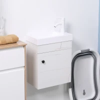 kleankin Meuble lavabo suspendu avec rangement pour salle de bain 40 x 22 x 50 cm - blanc(m-2)