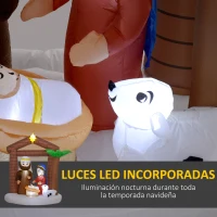 Outsunny Decoración Inflable Navideña con Luces LED e Inflador Hinchable Navidad para Exterior 150x90x185 cm Multicolor(m-4)
