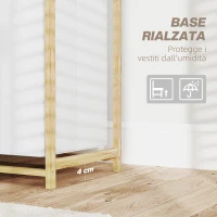 HOMCOM Cesto Portabiancheria con 2 Borse Estraibili, Maniglie e Ripiano in Bambù, 70x36x70 cm, Bianco(m-7)