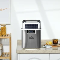 HOMCOM Macchina Ghiaccio 20kg in 24 Ore, 24 Cubetti in 14-18 Minuti con Dimensione Regolabile, Serbatoio 3.2L e Sistema Autopulente, Argento(m-2)