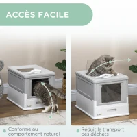 PawHut Lot de 2 maisons de toilette pour chat pliable double porte battante et supérieure pelle fourni 47,5 x 35,5 x 36,7 cm(m-5)