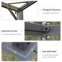 Outsunny 3 x 3(m) Outdoor Pergola Retractable Canopy Wall Mounted Gazebo Patio Shelter Sun Shade, Grey(m-6)