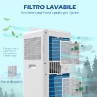 HOMCOM Condizionatore Portatile 1250W con 5 Modalità e Timer 24h, 35.5x35x70 cm, Bianco(m-6)