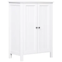 kleankin Armario de Baño con 2 Puertas y 2 Estantes Ajustables Interiores Mueble Auxiliar de Almacenaje 60x30x80 cm Blanco(m-11)
