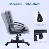 HOMCOM Office Chair, Computer Desk Chair, Mid Back Executive Chair with Adjustable Height and Swivel Rolling Wheels for Home Study, Light Grey(m-5)