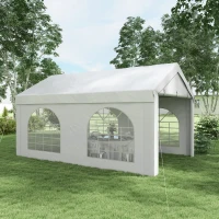 Outsunny Tente de reception, tonnelle, barnum 5 x 3 m avec 4 grandes fenêtres 2 portes 15m²(m-2)