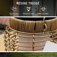 Outsunny Lampadaire d'extérieur solaire en résine tressée luminaire LED de jardin en acier marche/arrêt automatique sable(m-6)
