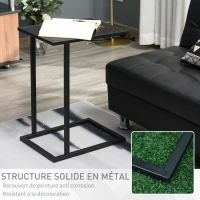 HOMCOM Table Basse Table d'appoint guéridon Bout de canapé intérieur extérieur métal époxy Noir(m-4)