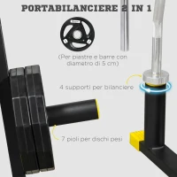 SPORTNOW Rastrelliera Pesi e Bilancieri in Acciaio e PP per Dischi con Diametro da 5 cm, 85.5x70x96 cm, Nera(m-4)