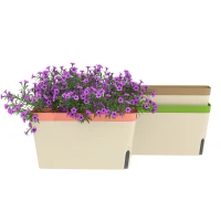 Outsunny Set of 3 Self Watering Plant Pots Outdoor, 27cm Rectangular Garden Planters with Visual Water Level Window, Plastic Flower Pots for Indoor Outdoor Garden Balcony Windowsil(m-1)
