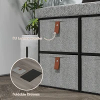 HOMCOM Shoe Bench with Seat, Shoe Storage Bench with Cushion and 6 Fabric Drawers for Entryway, Hallway, Living Room, Bedroom, Light Grey(m-6)