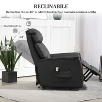 HOMCOM Poltrona Relax Reclinabile Alzapersone Elettrica con Telecomando e Poggiapiedi, 80x94x104 cm Nero(m-6)