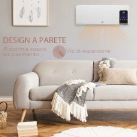 HOMCOM Termoventilatore da Parete Oscillatorio con Timer 12h e 2 Modalità di Riscaldamento, 54.5x12x21.5 cm, Bianco(m-8)