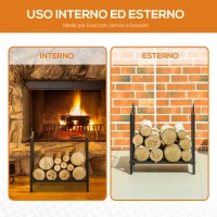 Outsunny Portalegna da Interno ed Esterno in Metallo con 2 Manici e Base Rialzata, 39x32.5x46cm, Nero(m-6)