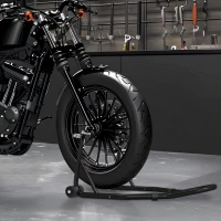 HOMCOM Support pour moto, béquille avant pour moto avec bras oscillant en U et en L, support universel pour atelier, noir(m-2)