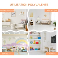 HOMCOM Meuble de rangement jouets enfant bibliothèque étagère de jouet pour chambre d'enfant 5 casiers 3 tiroirs non tissé MDF dim. 93,1L x 40l x 94H cm blanc(m-6)