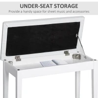HOMCOM PU Leather Upholstered Piano Stool Makeup Stool Bench Dressing Table Seat with Storage 76x36x50cm, White(m-6)