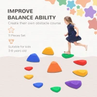 ZONEKIZ 11 Pieces Stepping Stones Kids Balance River Stones Indoor Outdoor Obstacle Course, Sensory Play, Stackable(m-4)