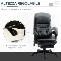 Vinsetto Sedia da Ufficio Massaggiante in Similpelle con Presa USB, 64x69x107-115cm, Nero(m-8)