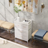 HOMCOM Rustic Chest of Four Fabric Drawers - Black(m-10)