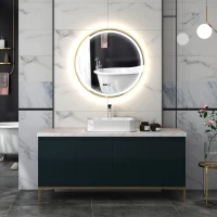 HOMCOM 80cm Anti-Fog LED Bathroom Mirror - Gold Tone(m-9)