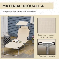 Outsunny Sdraio da Giardino Pieghevole con Tettuccio Regolabile e Schienale Reclinabile a 4 Livelli, Beige(m-7)