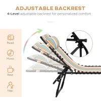 Outsunny Set of Two Folding Sun Loungers, with Four-Position Backs - Multicoloured(m-4)