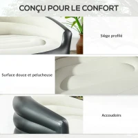 Outsunny Canapé gonflable pour 2 personnes canapé d'air pour l'extérieur dim. 138L x 87l x 71H cm gris et noir(m-5)