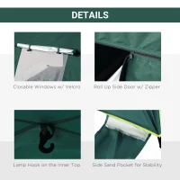 Outsunny Beach Tent for 1-2 Person Pop-up Design with 2 Mesh Windows & 2 Doors Dark Green(m-5)