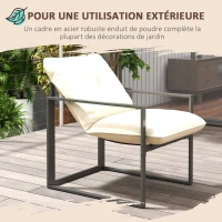 Outsunny Salon de jardin 4 pièces 4 personnes avec canapé 2 places, 2 fauteuils et 1 table basse gris(m-6)