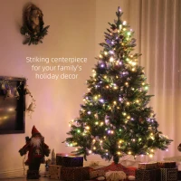 HOMCOM 7ft LED Pre-Lit Artificial Christmas Tree, with Base(m-4)